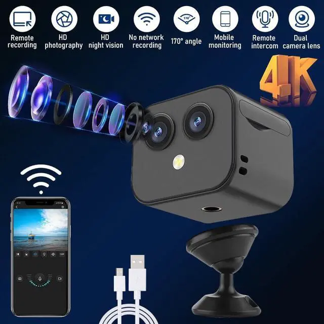 Alt view image 5 of 7 - Wireless Wifi Mini Hidden Camera Home Security Night Vision HD 1080P Dual Lens