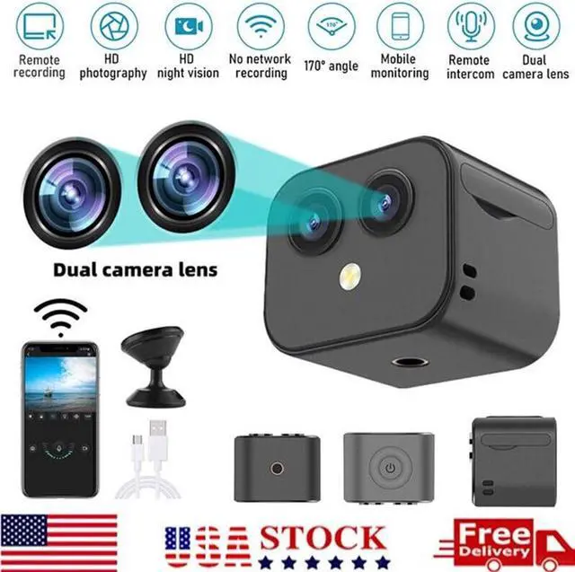 Main image of Wireless Wifi Mini Hidden Camera Home Security Night Vision HD 1080P Dual Lens