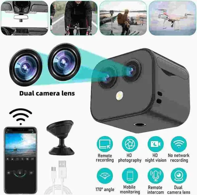 Alt view image 2 of 7 - Wireless Wifi Mini Hidden Camera Home Security Night Vision HD 1080P Dual Lens