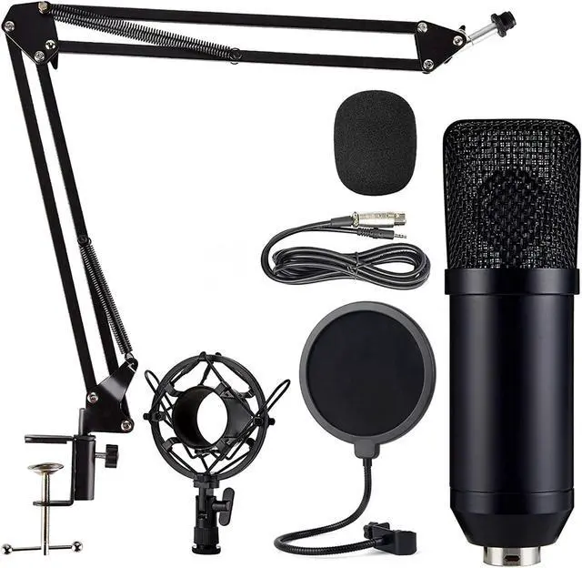 Main image of Microphone Computer Mic Kit Professional Studio Recording Bundle for Streaming Gaming Broadcasting Singing Videos with Arm Stand Shock Mount Pop Filter and Sound Adapter