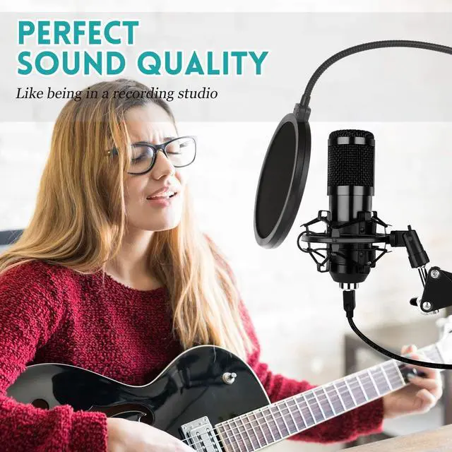 Alt view image 5 of 7 - USB Gaming Microphone Streaming Podcast PC Microphone Condenser Mic Kit with Flexible Arm for Skype Youtuber Gaming Recording Singing PS4 Computer Studio Laptop