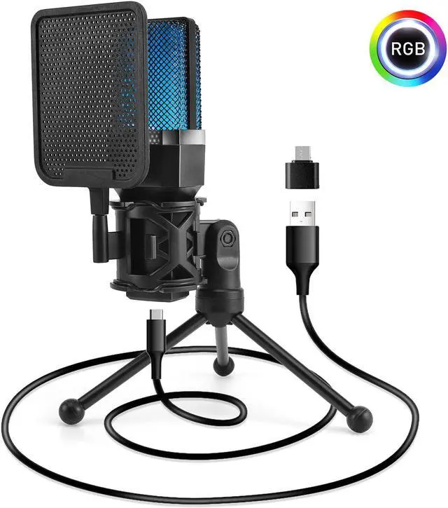 Main image of USB Gaming Microphone, X1S RGB Wied Microphone for PC Computer