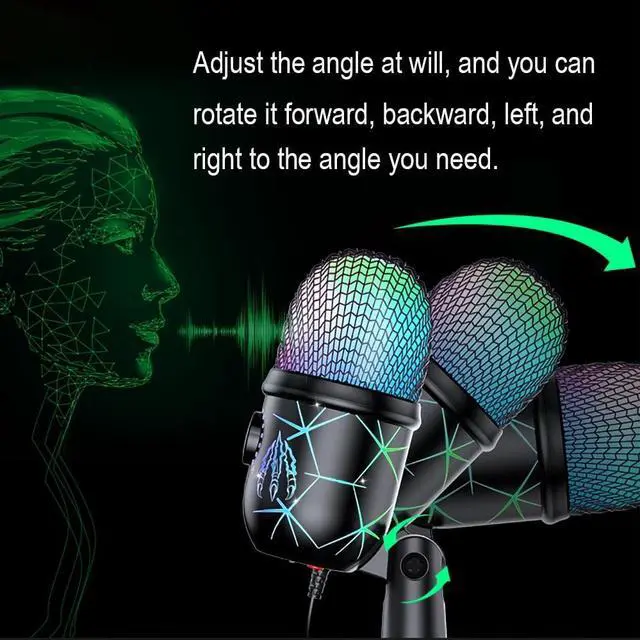Alt view image 2 of 7 - Gaming USB Microphone for PC/Mac/PS4/PS5, Gaming Microphone with RGB Lighting Headphone Output Volume Control Mute Button Noise Cancellation for Studio Recording, Karaoke, Streaming Podcast