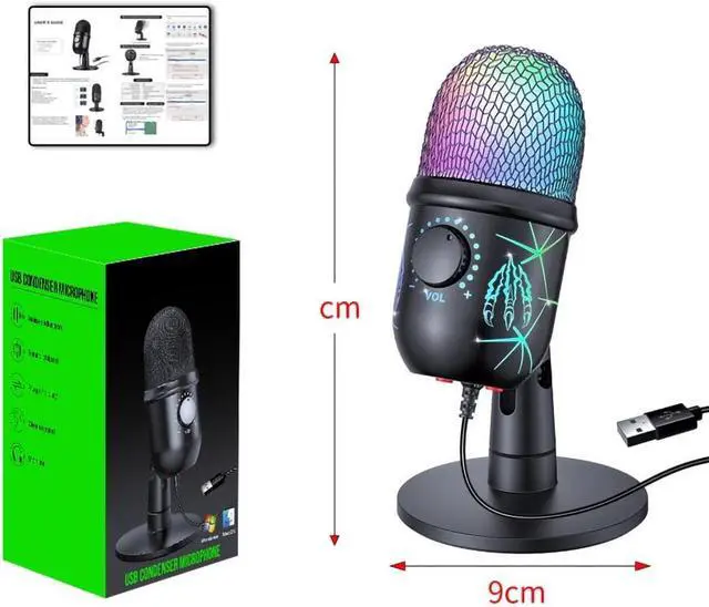 Alt view image 7 of 7 - Gaming USB Microphone for PC/Mac/PS4/PS5, Gaming Microphone with RGB Lighting Headphone Output Volume Control Mute Button Noise Cancellation for Studio Recording, Karaoke, Streaming Podcast