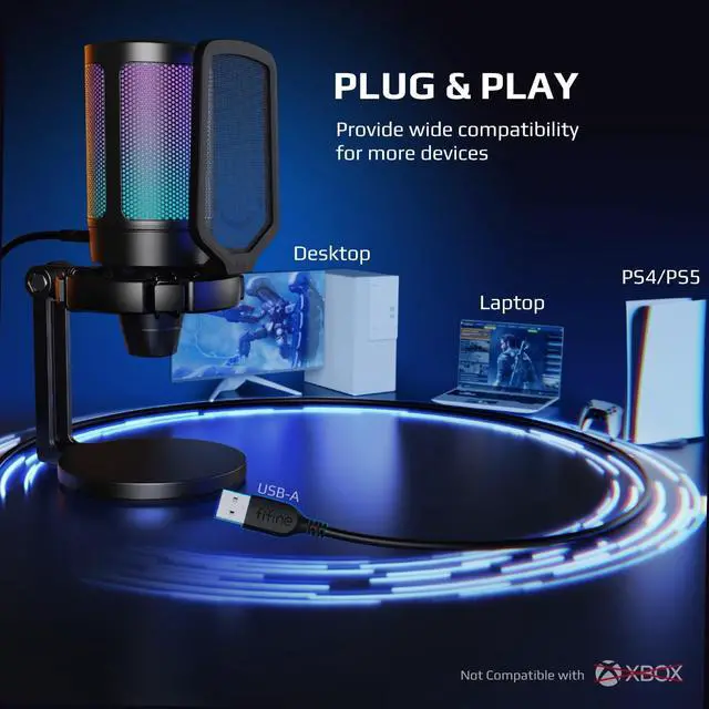 Alt view image 6 of 7 - Gaming Microphone for PC Computer PS5, USB Condenser Mic for Streaming-A6NEO