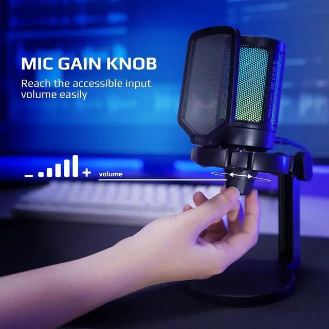 Alt view image 4 of 7 - Gaming Microphone for PC Computer PS5, USB Condenser Mic for Streaming-A6NEO