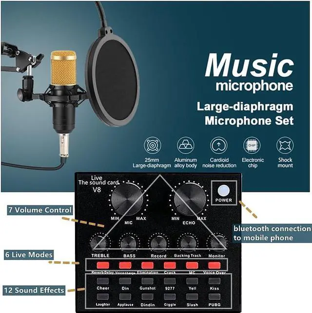 Alt view image 4 of 7 - Condenser Microphone Bundle, BM-800 Podcast Microphone with Voice Changer, Podcast Equipment Bundle - Studio Equipment for Laptop Computer Vlog Living Broadcast Live Streaming YouTube TikTok