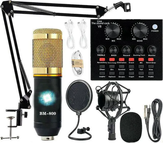 Main image of Condenser Microphone Bundle, BM-800 Podcast Microphone with Voice Changer, Podcast Equipment Bundle - Studio Equipment for Laptop Computer Vlog Living Broadcast Live Streaming YouTube TikTok