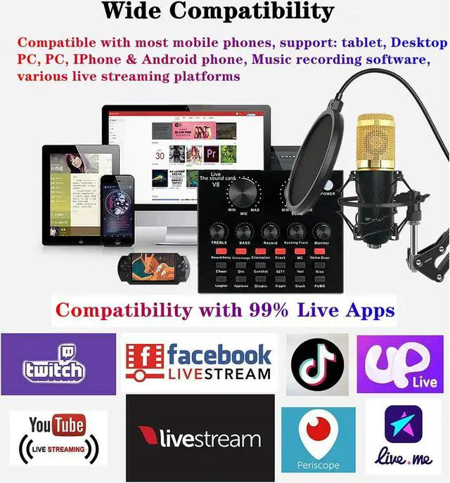 Alt view image 3 of 7 - Condenser Microphone Bundle, BM-800 Podcast Microphone with Voice Changer, Podcast Equipment Bundle - Studio Equipment for Laptop Computer Vlog Living Broadcast Live Streaming YouTube TikTok