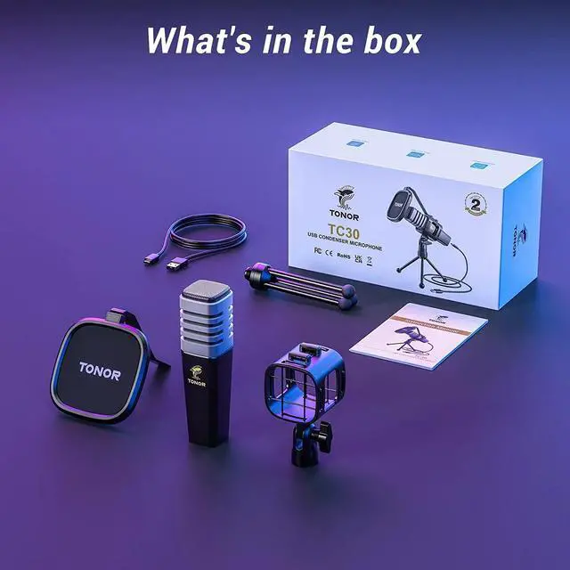 Alt view image 7 of 7 - USB Microphone, Cardioid Condenser Computer PC Mic with Tripod Stand, Pop Filter, TC30