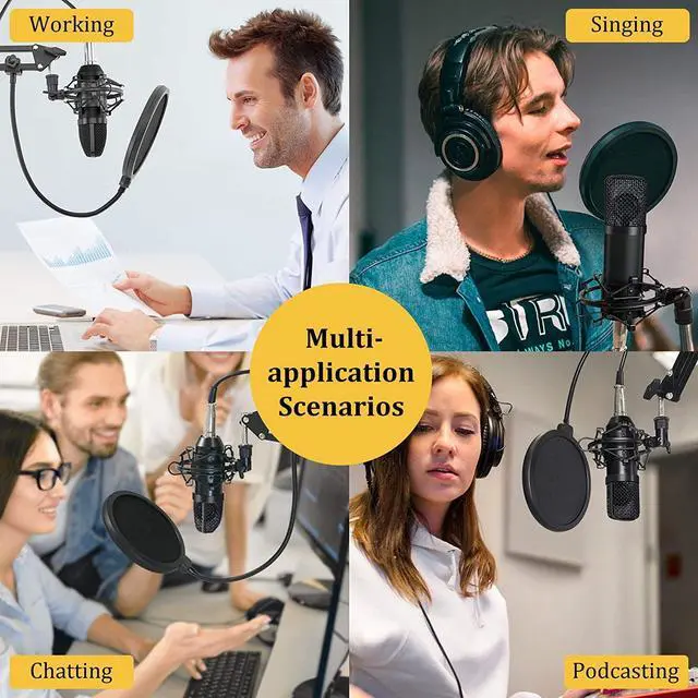 Alt view image 7 of 7 - Podcast Equipment Bundle, ALPOWL BM-800 Mic Kit with Live Sound Card, Condenser Microphone Bundle for Studio Recording & Broadcasting(Black)