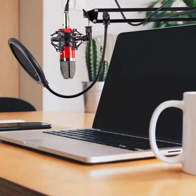 Alt view image 6 of 7 - Condenser Microphone Computer Mic Recording Bundle for Gaming Streaming Youtube Cardioid Microphone Include Adjustable Arm Stand, Shock Mount and Pop Filter Red