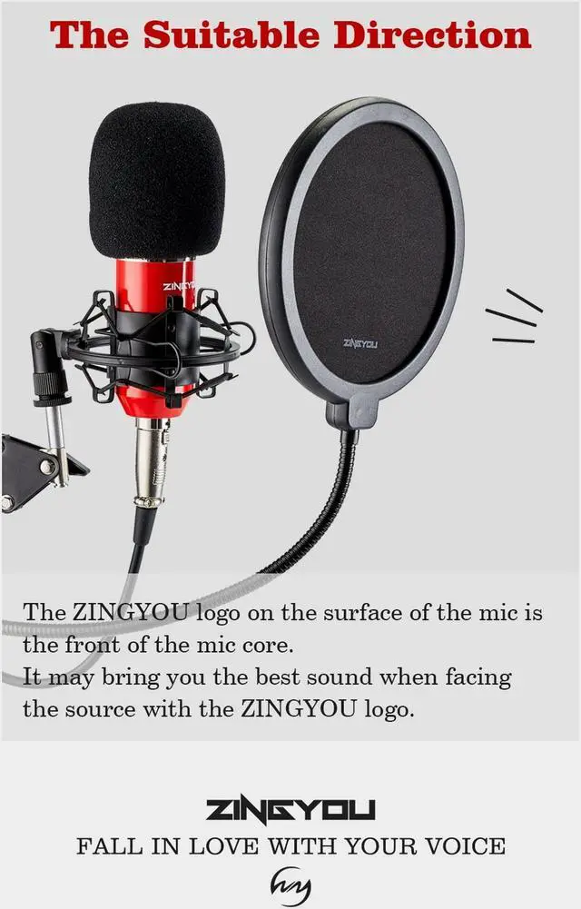Alt view image 2 of 7 - Condenser Microphone Computer Mic Recording Bundle for Gaming Streaming Youtube Cardioid Microphone Include Adjustable Arm Stand, Shock Mount and Pop Filter Red