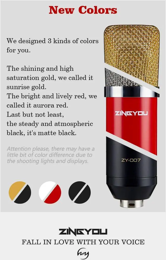 Alt view image 4 of 7 - Condenser Microphone Computer Mic Recording Bundle for Gaming Streaming Youtube Cardioid Microphone Include Adjustable Arm Stand, Shock Mount and Pop Filter Red
