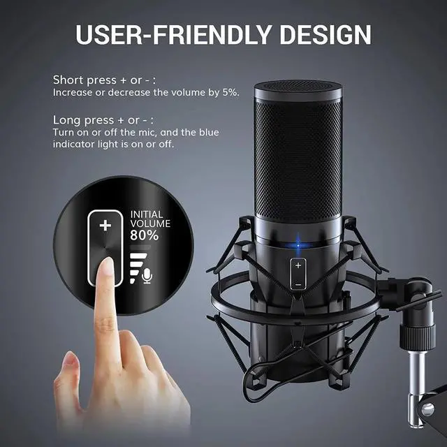 Alt view image 4 of 7 - USB Gmaing Microphone, PC Streaming Mic Kit for PS4/5/Discord/Twitch Gamer, with Arm Stand Q9