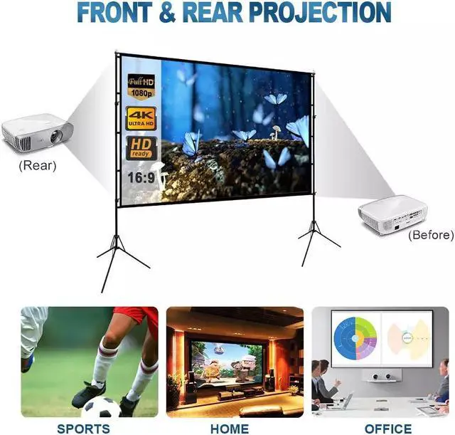 Alt view image 3 of 7 - 100" Portable Foldable 4K Projector Screen 16:9 HD Outdoor Home Cinema Theater