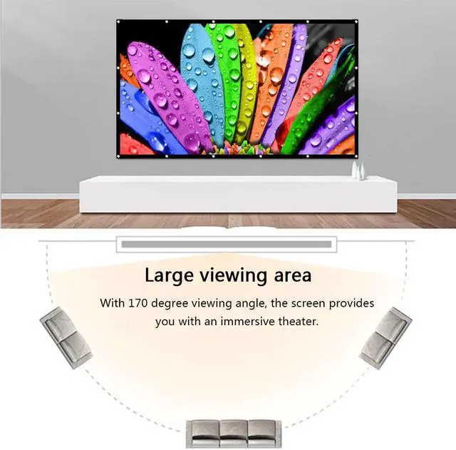 Alt view image 5 of 7 - 100" Portable Foldable 4K Projector Screen 16:9 HD Outdoor Home Cinema Theater