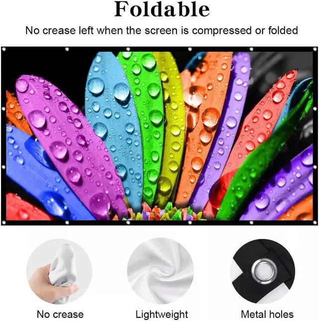 Alt view image 6 of 7 - 100" Portable Foldable 4K Projector Screen 16:9 HD Outdoor Home Cinema Theater