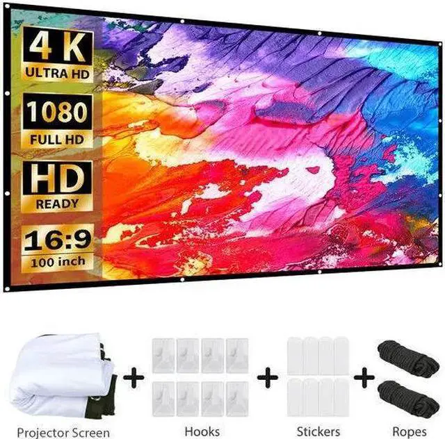 Alt view image 2 of 7 - 100" Portable Foldable 4K Projector Screen 16:9 HD Outdoor Home Cinema Theater