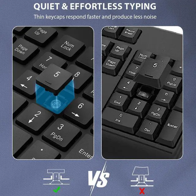 Alt view image 4 of 7 - Wireless Keyboard & Mouse Combo Wrist Rest Ergonomic Phone Holder Silent for Computer,Laptop