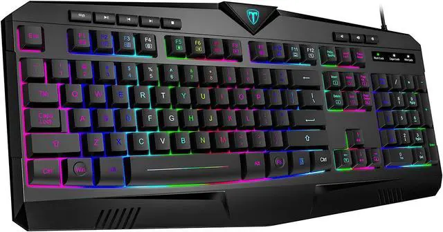 Main image of Wired Gaming Keyboard, RGB Backlit Quiet Keyboard with 5-Level Brightness, 25 Anti-Ghosting Keys,12 Shortcut Keys, 104 Keys Computer Keyboard for Game, Office, Windows, Laptop, PC, Xbox