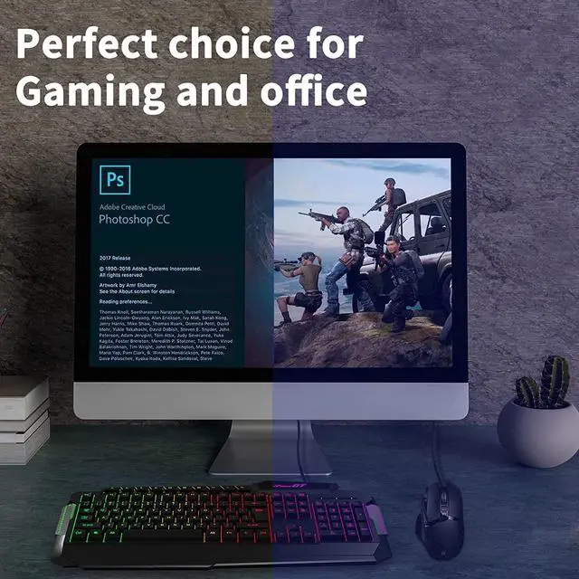 Alt view image 3 of 7 - Gaming Keyboard, 114 Keys Full Size Wired Rainbow LED Backlit Quiet Computer Keyboard with Dedicated Multimedia Keys, Wrist Rest Keyboard for Computer PC Gamers Desktop Laptop MAC Xbox, Black