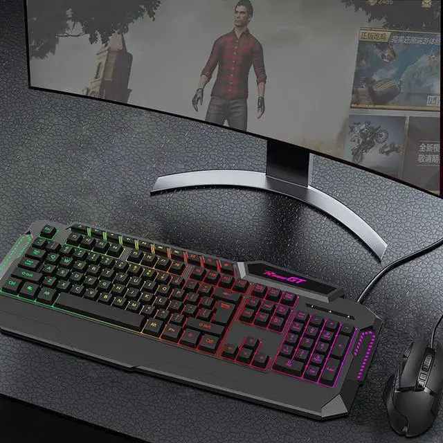 Alt view image 2 of 7 - Gaming Keyboard, 114 Keys Full Size Wired Rainbow LED Backlit Quiet Computer Keyboard with Dedicated Multimedia Keys, Wrist Rest Keyboard for Computer PC Gamers Desktop Laptop MAC Xbox, Black