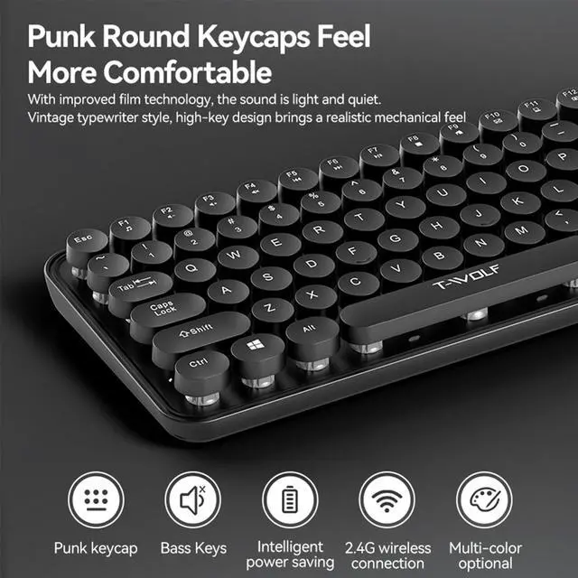 Alt view image 7 of 7 - Wireless Keyboard and Mouse Combo with Cute Panda Mouse Pad, 2.4GHz Cordless Ergonomic Compact 105 Full Size Keyboard Mouse Set for PC, Laptop