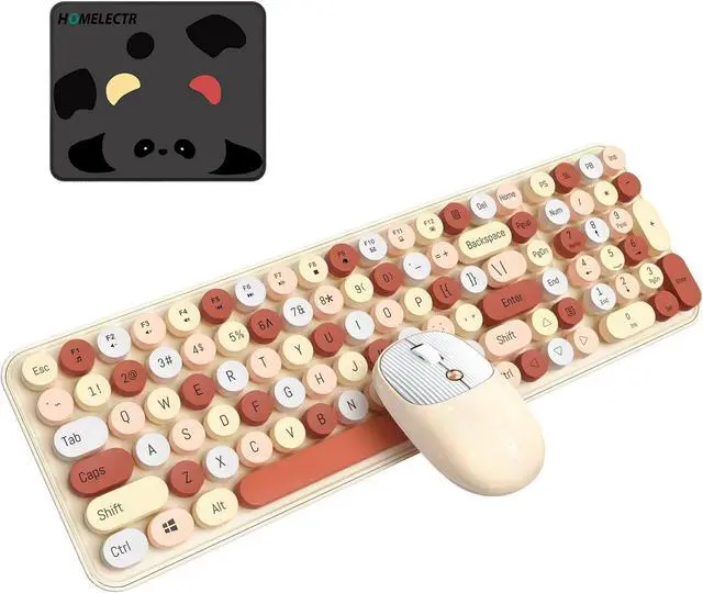 Main image of Wireless Keyboard and Mouse Combo with Cute Panda Mouse Pad, 2.4GHz Cordless Ergonomic Compact 105 Full Size Keyboard Mouse Set for PC, Laptop