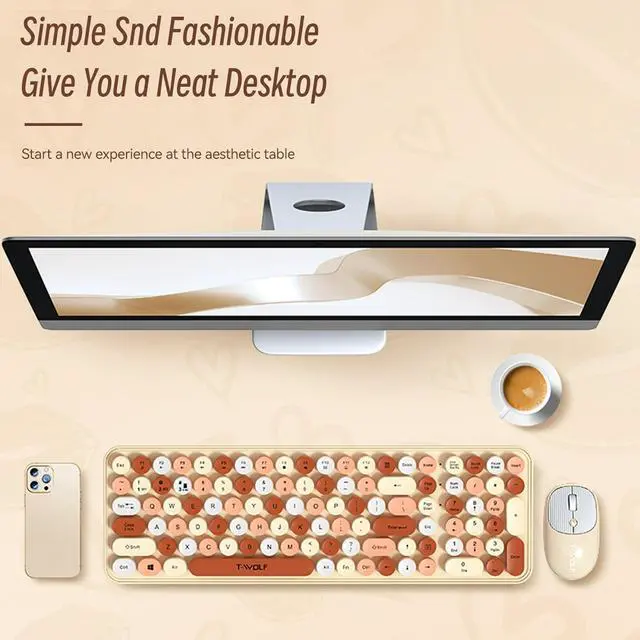 Alt view image 3 of 7 - Wireless Keyboard and Mouse Combo with Cute Panda Mouse Pad, 2.4GHz Cordless Ergonomic Compact 105 Full Size Keyboard Mouse Set for PC, Laptop