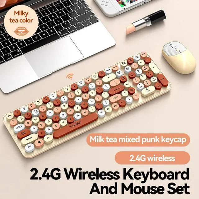 Alt view image 4 of 7 - Wireless Keyboard and Mouse Combo with Cute Panda Mouse Pad, 2.4GHz Cordless Ergonomic Compact 105 Full Size Keyboard Mouse Set for PC, Laptop