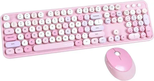 Main image of Colorful Computer Wireless Keyboard and Mouse Combination, Typewriter Soft Key Office Full-size Keyboard, 2.4GHz Non-drop Connection and Optical Mouse (purple Color)