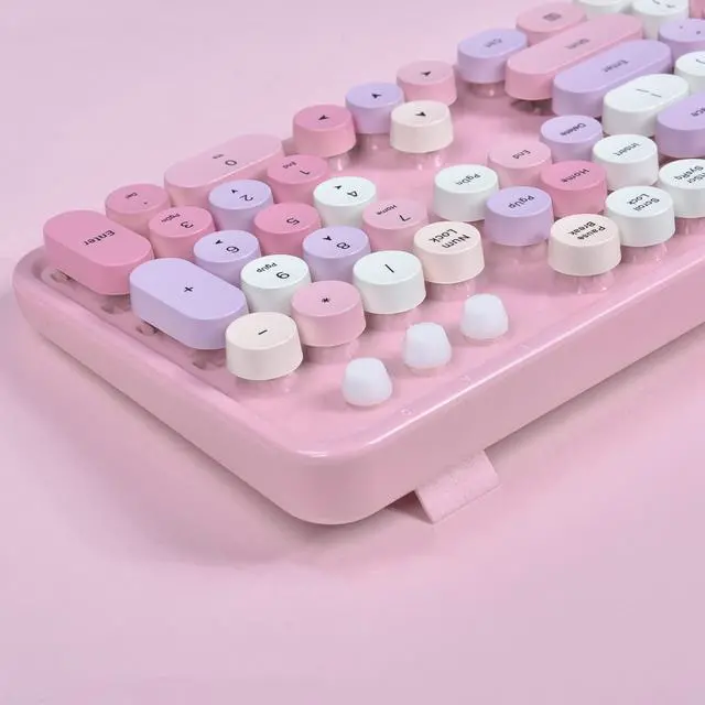 Alt view image 4 of 7 - Colorful Computer Wireless Keyboard and Mouse Combination, Typewriter Soft Key Office Full-size Keyboard, 2.4GHz Non-drop Connection and Optical Mouse (purple Color)