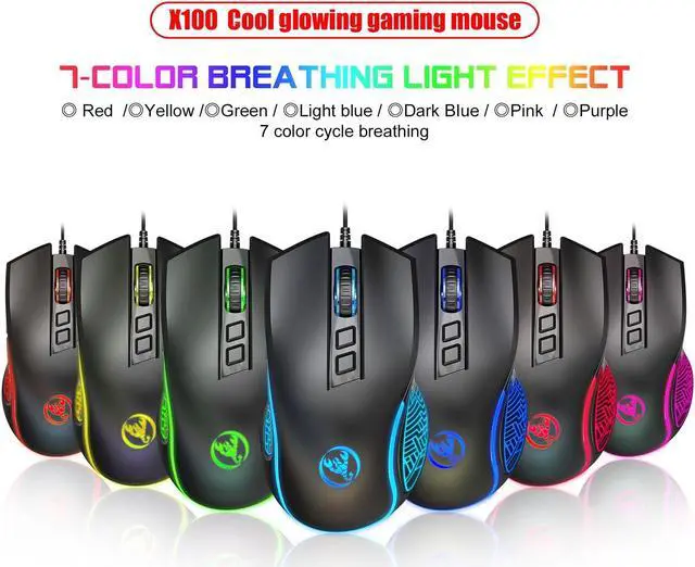 Alt view image 7 of 7 - USB Keyboard and Mouse Combo, Wired Gaming Mouse, Colorful LED Lighting, 4-Level DPI Max.3600DPI for PC Laptop