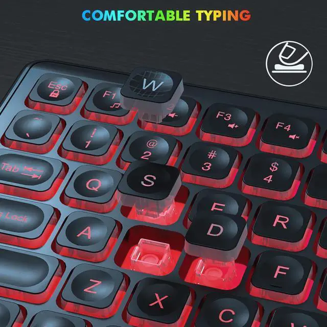 Alt view image 7 of 7 - Wireless Keyboard and Mouse Combo RGB Backlit Rechargeable 2.4GHz Quiet 108 keys Keyboard-Black
