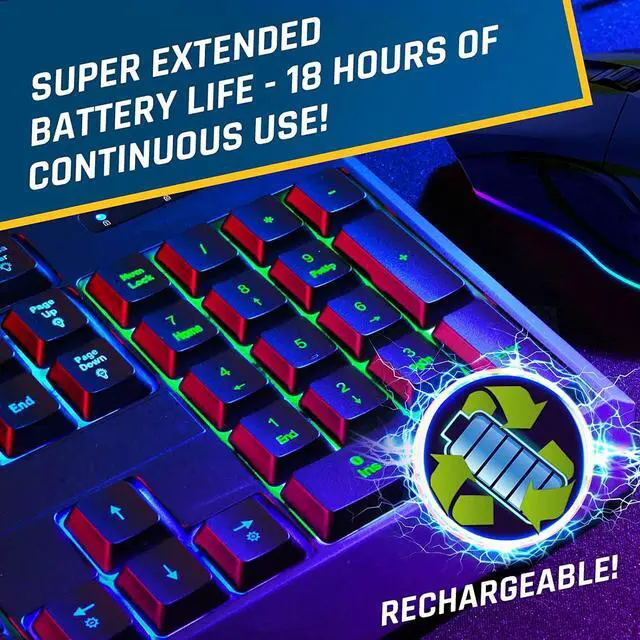 Alt view image 2 of 5 - Gaming Keyboard and Mouse Combo, RGB Illuminated, Dual USB Receivers