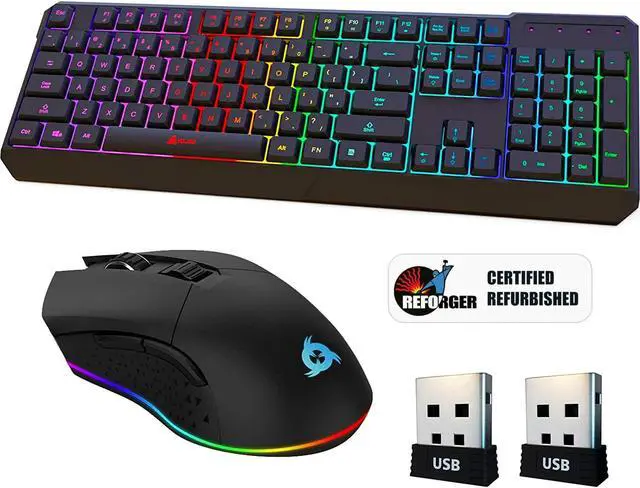 Main image of Gaming Keyboard and Mouse Combo, RGB Illuminated, Dual USB Receivers