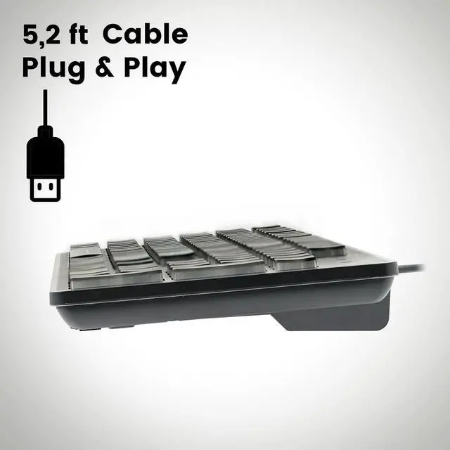 Alt view image 6 of 7 - Wired Backlit USB Keyboard - Large Print Letters - White Backlight LED - Black