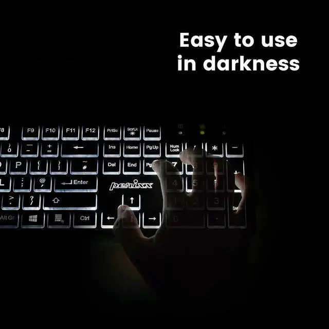 Alt view image 7 of 7 - Wired Backlit USB Keyboard - Large Print Letters - White Backlight LED - Black