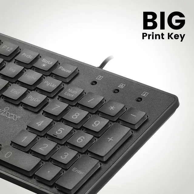 Alt view image 2 of 7 - Wired Backlit USB Keyboard - Large Print Letters - White Backlight LED - Black