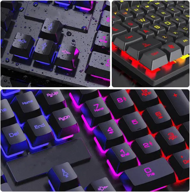 Alt view image 7 of 7 - Keyboard and Mouse Set Combo, Wired RGB Backlit Computer Keyboard with USB RGB Gaming Mouse Design for Windows PC Laptop Desktop Notebook-FV-Q305S