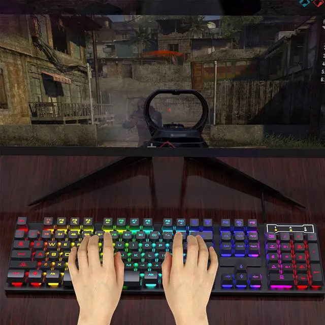 Alt view image 4 of 7 - Keyboard and Mouse Set Combo, Wired RGB Backlit Computer Keyboard with USB RGB Gaming Mouse Design for Windows PC Laptop Desktop Notebook-FV-Q305S