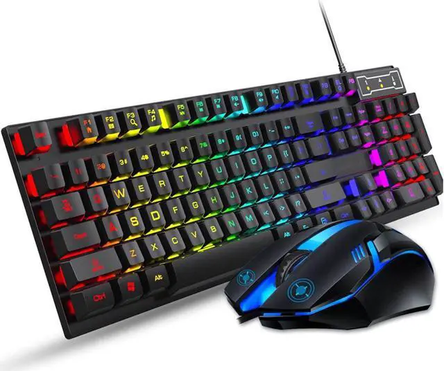 Main image of Keyboard and Mouse Set Combo, Wired RGB Backlit Computer Keyboard with USB RGB Gaming Mouse Design for Windows PC Laptop Desktop Notebook-FV-Q305S
