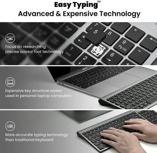 Alt view image 3 of 7 - Wireless Keyboard Mouse Combo, cimetech Compact Full Size Wireless Keyboard and Mouse Set 2.4G Ultra-Thin Sleek Design for Windows, Computer, Desktop, PC , Notebook - (Grey)