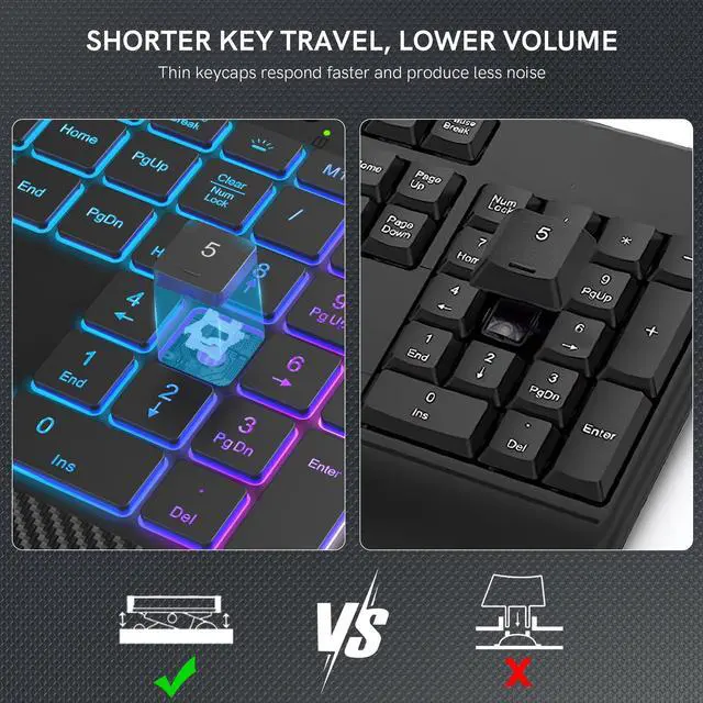 Alt view image 6 of 7 - Wireless Keyboard and Mouse Backlits, Wrist Rest, Jiggler Mouse