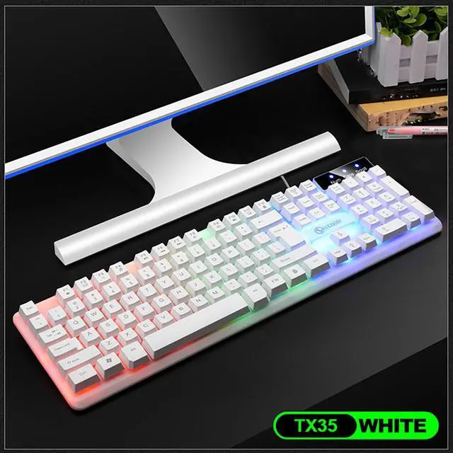 Alt view image 3 of 3 - Keyboard Wireless Keyboard Light Quiet Wireless Keyboard Illuminated USB Gaming Keyboard And Mouse Combo With Color Backlight Ergonomic For Office And Gaming