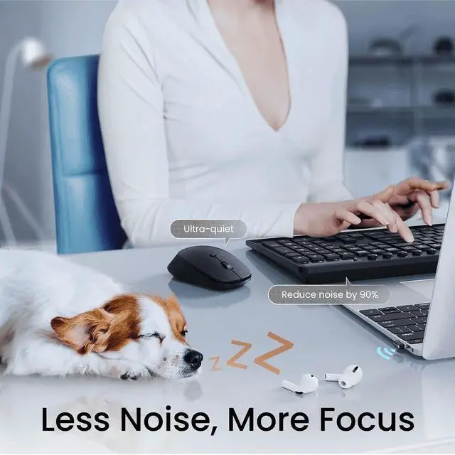 Alt view image 7 of 7 - Wireless Keyboard and Mouse Combo, 2.4GHz Ergonomic 104 Full Size Keyboard and Mouse with Phone Tablet Holder, 6-Button & 3-DPI Silent Wireless Mouse, Long Battery Life, 10 Independent Shortcuts