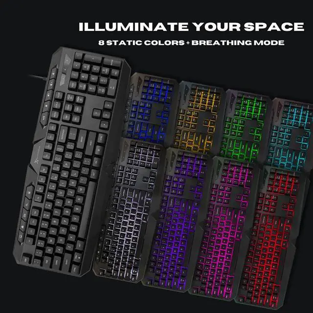 Alt view image 5 of 7 - Gaming Keyboard and Mouse and Headset and Mouse Pad, X9 Performance 4 in 1 RGB Gaming Bundle Set Up to Game - Gaming Mouse and Keyboard Combo Kit Works with Xbox One, PS5, PS4