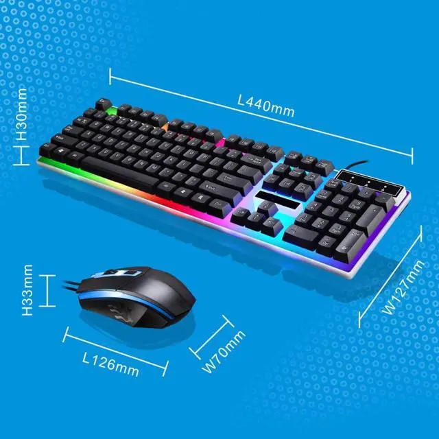 Alt view image 6 of 7 - Gaming Keyboard and Mouse Combo, LED Rainbow Backlit Keyboard with 104 Key Computer PC Gaming Keyboard for PC/Laptop (Black)