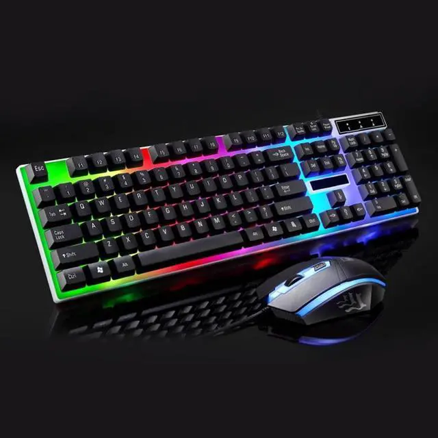 Alt view image 3 of 7 - Gaming Keyboard and Mouse Combo, LED Rainbow Backlit Keyboard with 104 Key Computer PC Gaming Keyboard for PC/Laptop (Black)
